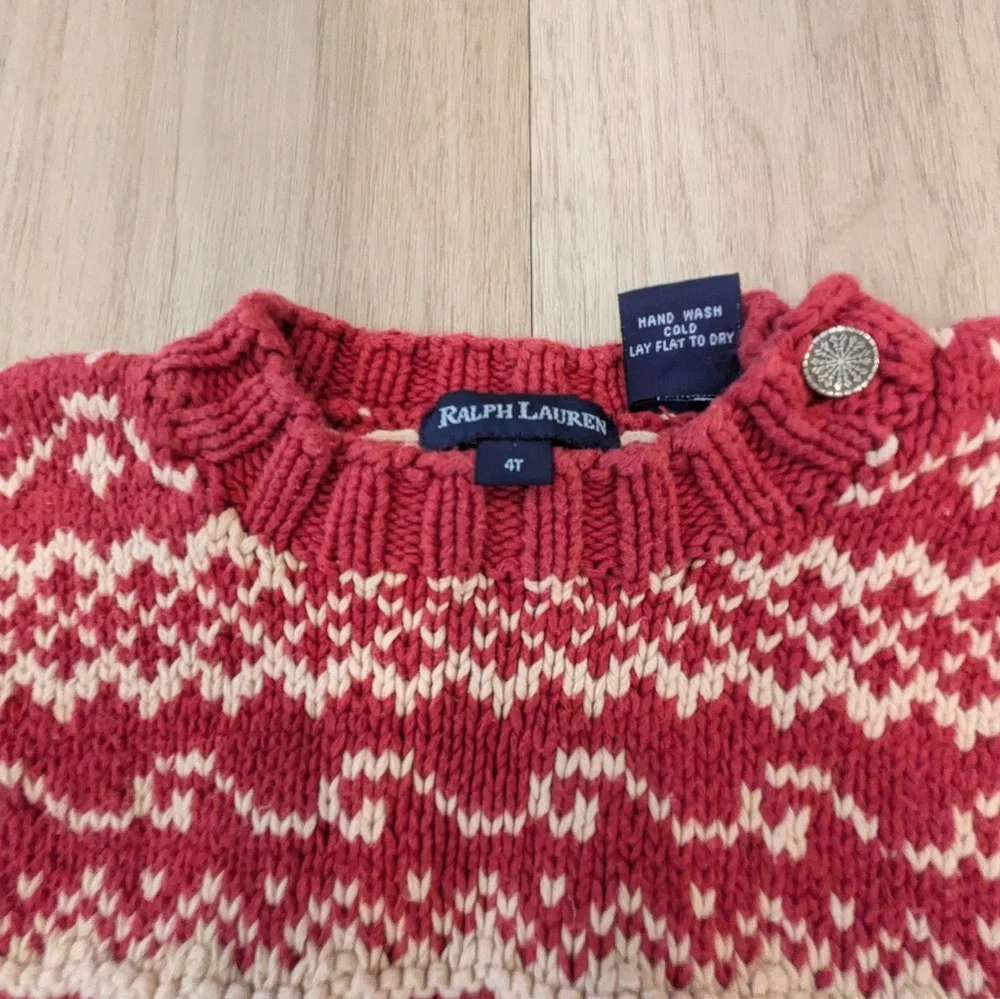 Baby Vintage Ralph Lauren Snowflake Red Sweater Size 4T